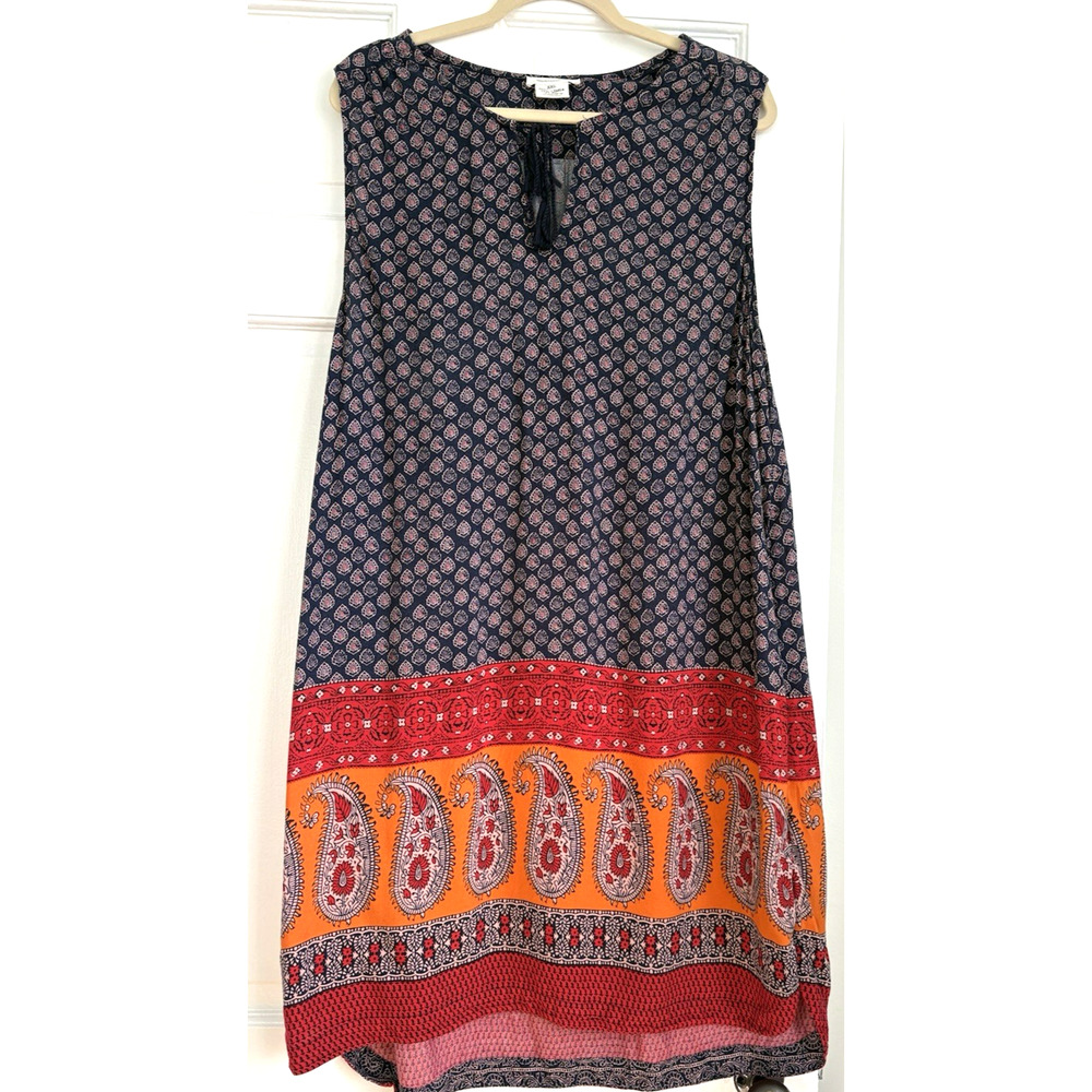 beachlunchlounge Sleeveless Shift Boho Dress100% Rayon Loungewear Peasant | XXL